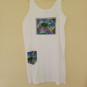 LA Sportswear tank dress white with sea inspired patches one size fits most